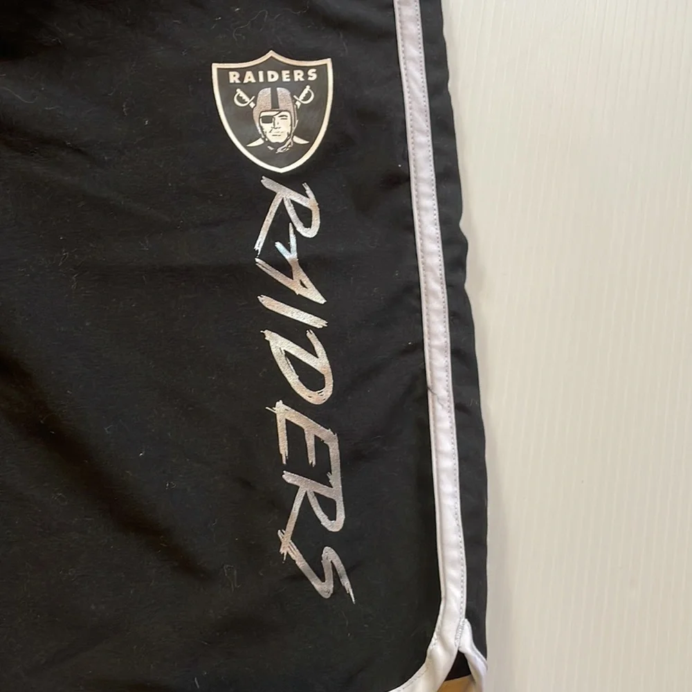 NFL Oakland Raiders black & white board short, swim trunk.  Boys large 14-16